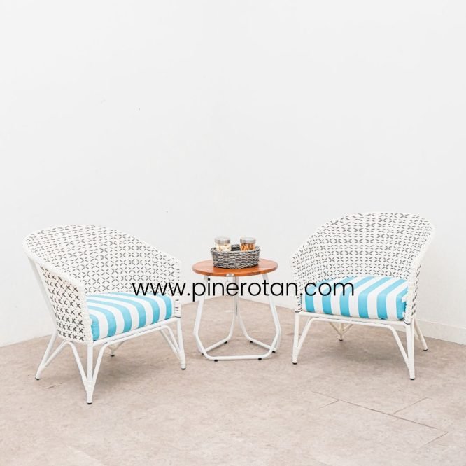 Teras Set Kursi Santai Rotan Sintetis Premium Modern Teras / Taman - Kingstone Lazy Terrace Set - Milan Side Table II.