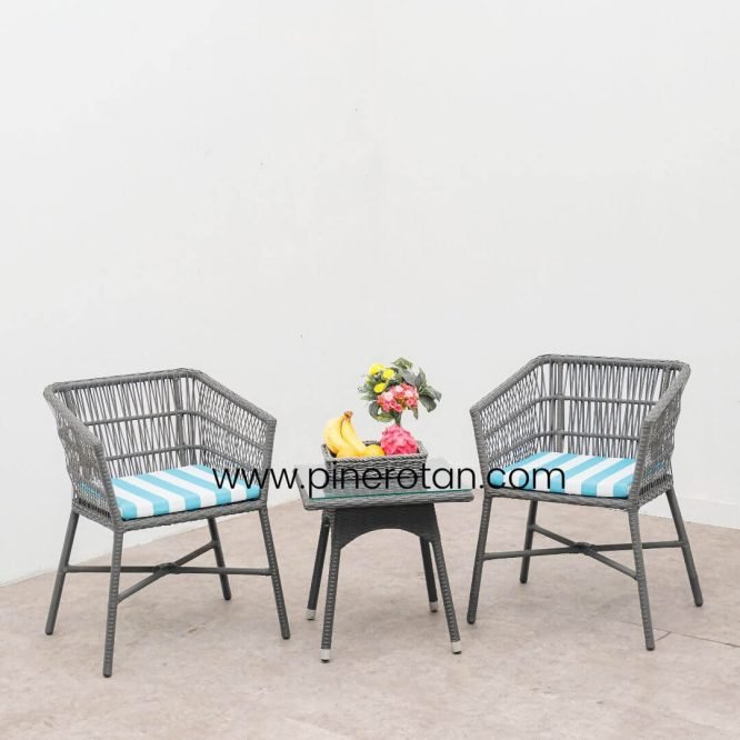 Kursi Meja Teras / Taman / Villa / Hotel Minimalis Outdoor + Bantalan / Salute Terrace Set - Pine Side Table - Slate Grey