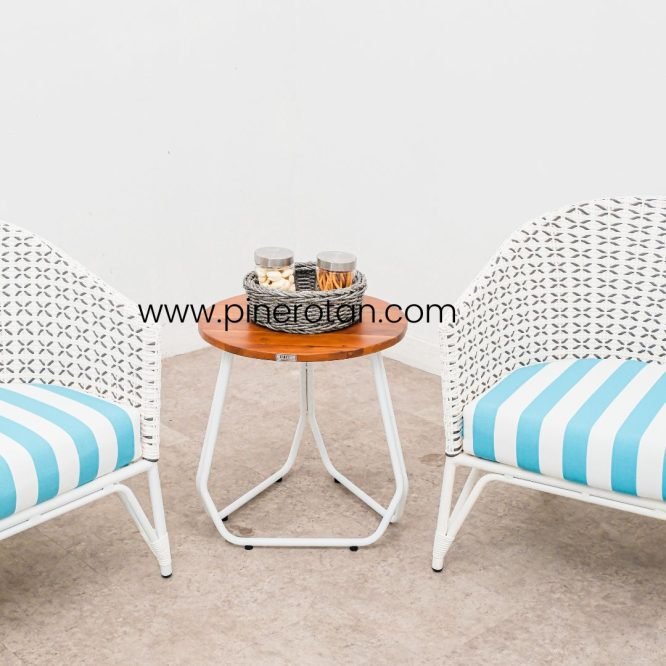 Teras Set Kursi Santai Rotan Sintetis Premium Modern Teras / Taman - Kingstone Lazy Terrace Set - Milan Side Table II.