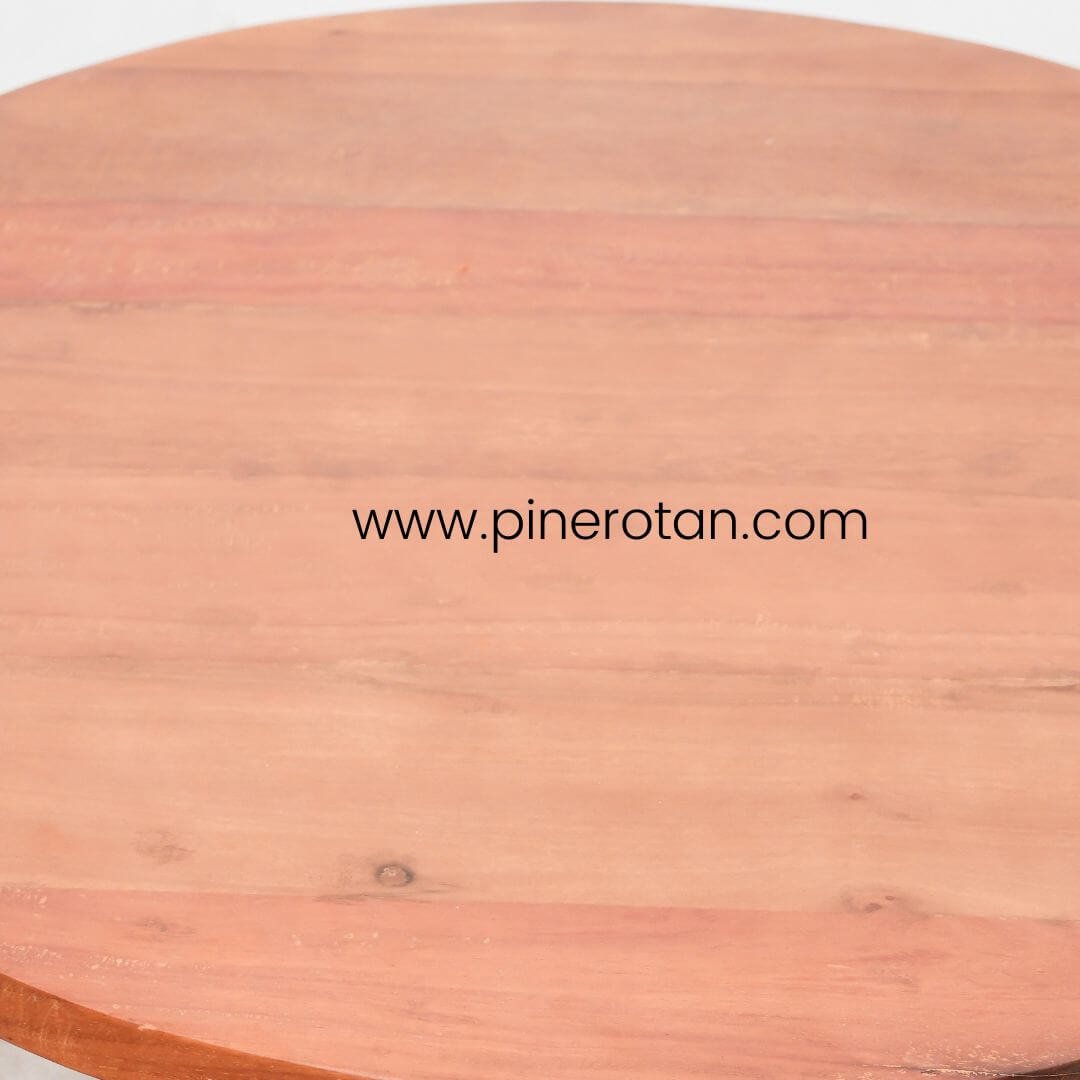 Kursi Set Teras Minimalis Modern Dengan Meja Kopi Bulat Hitam Natural / Marlyn Rope Terrace Set - Maroko Coffee Table kayu.