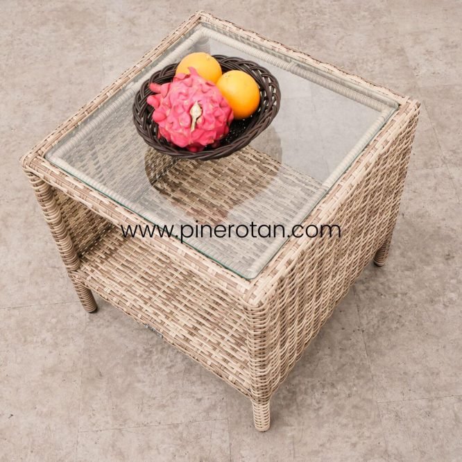Meja Outdoor Sintetis Rotan - Fema ST - Seashell