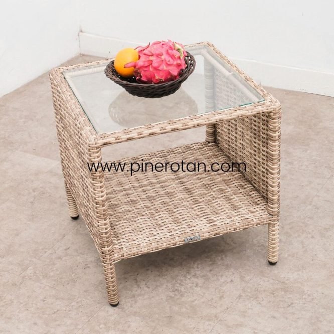 Meja Outdoor Rotan Sintetis - Fema ST - Seashell