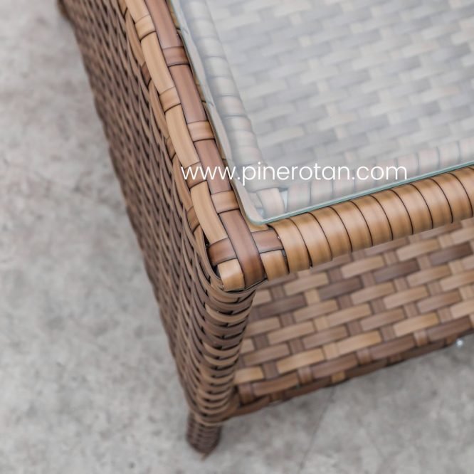 Teras Set Minimalis Rotan Sintetis Premium 2 Kursi Outdoor Modern / Maroko Terrace Set - Fema Side Table - Red Pine