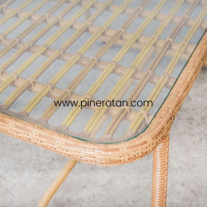 Meja Kursi Santai Bench Outdoor Rotan Sintetis Premium Modern Minimalis / Lemon Bench With Terra Coffee Table