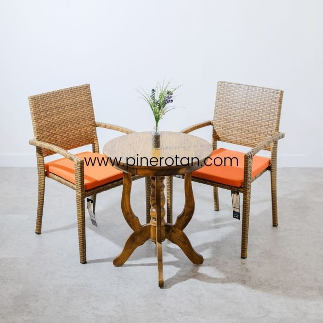 Set Kursi Terrace Rotan - Mexico TS - Coin Table - Cushion