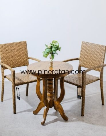 Set Kursi Teras Rotan - Mexico TS - Coin Table - Red Pine - No Cushion