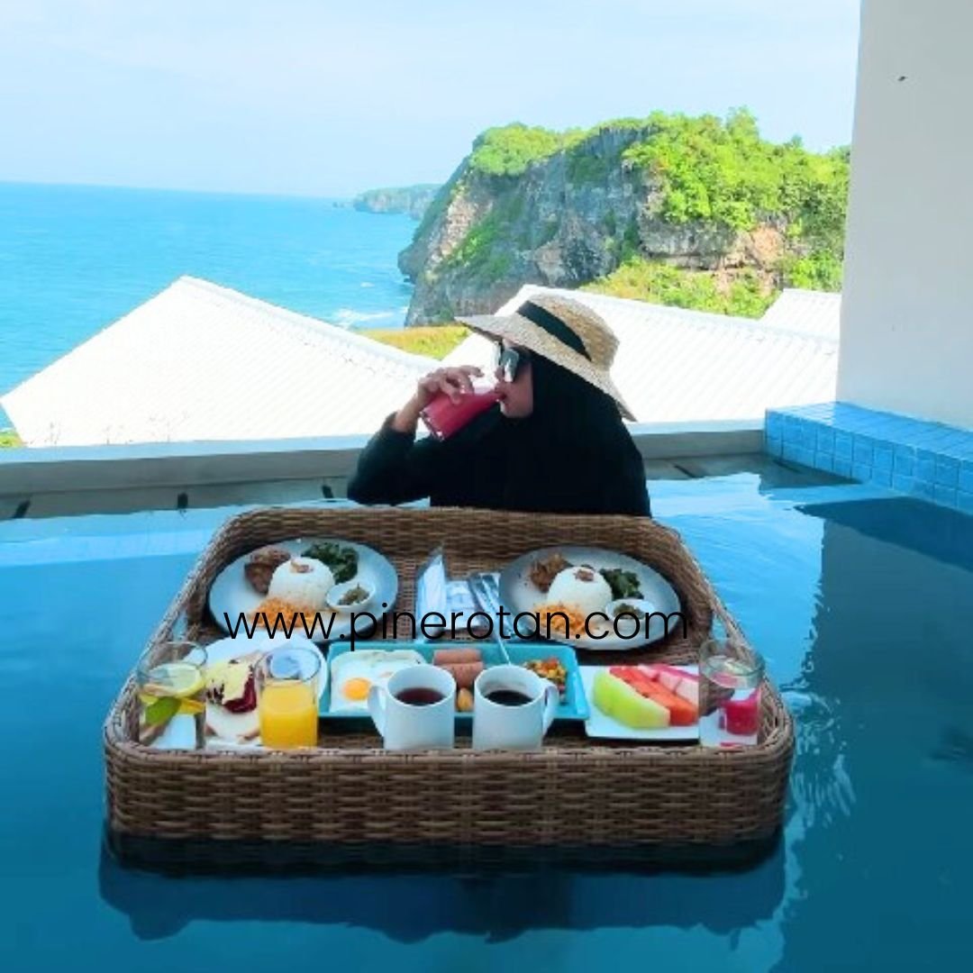 Nampan Floating Tray Rotan - Pine Rotan - Heha Ocean View