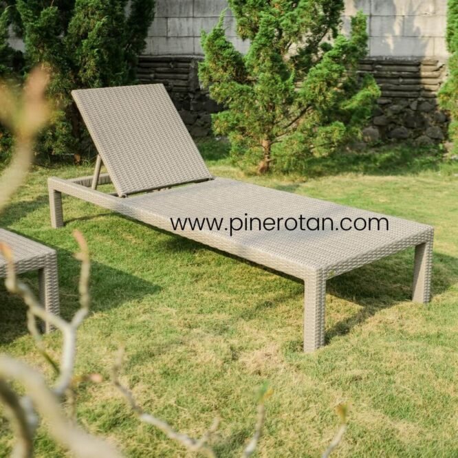 Kursi Panjang Kolam Renang - Square Sun Lounger Ash Grey
