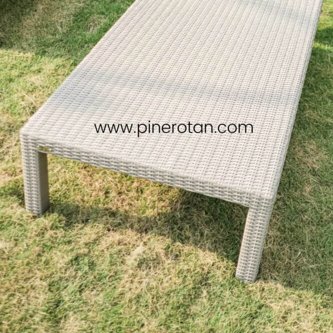 Kursi Panjang Rotan Sintetis - Square Sun Lounger Ash Grey