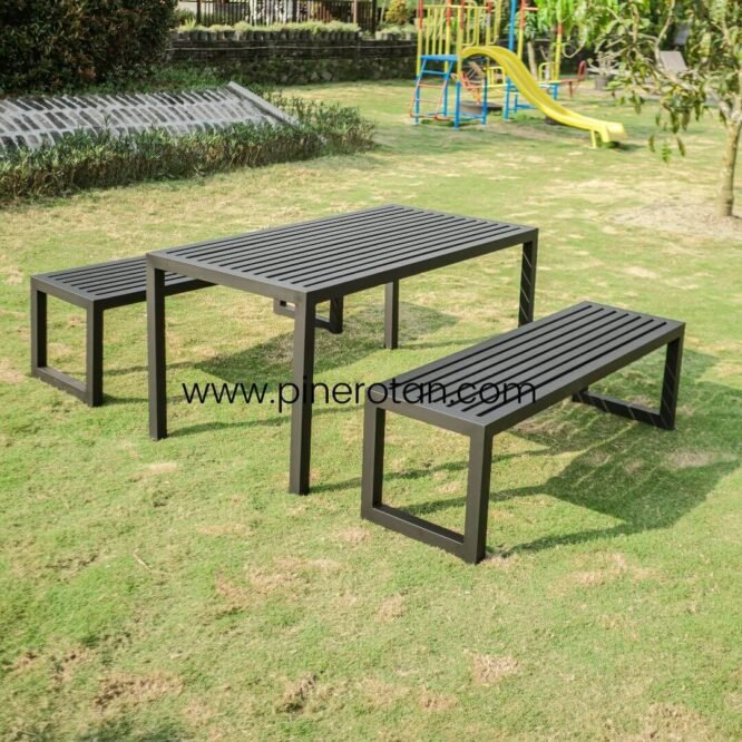 Meja Makan Kapasitas 6 orang - Line Dining Set - Black