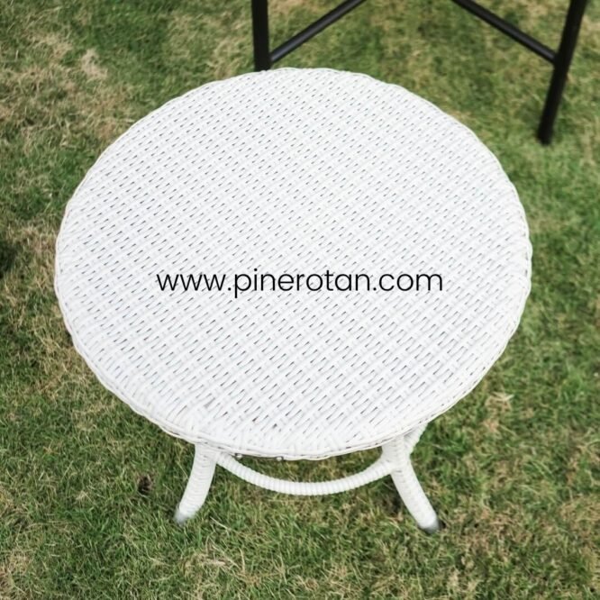 Meja Teras Rotan Sintetis - Royal Side Table White