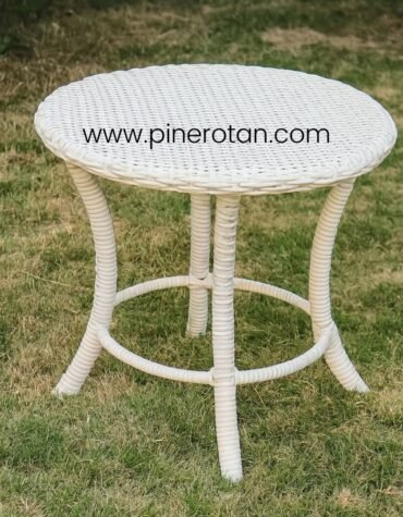 Meja Teras Sintetis Rotan - Royal Side Table White