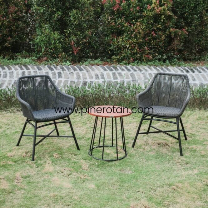 Set Teras Rope Hitam - Marlyn Rope Terrace Set - Maroko Side Table