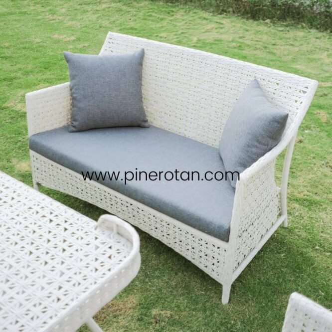 Sofa Estetik Rotan PutihKaro - Karo Living Set - White Wash